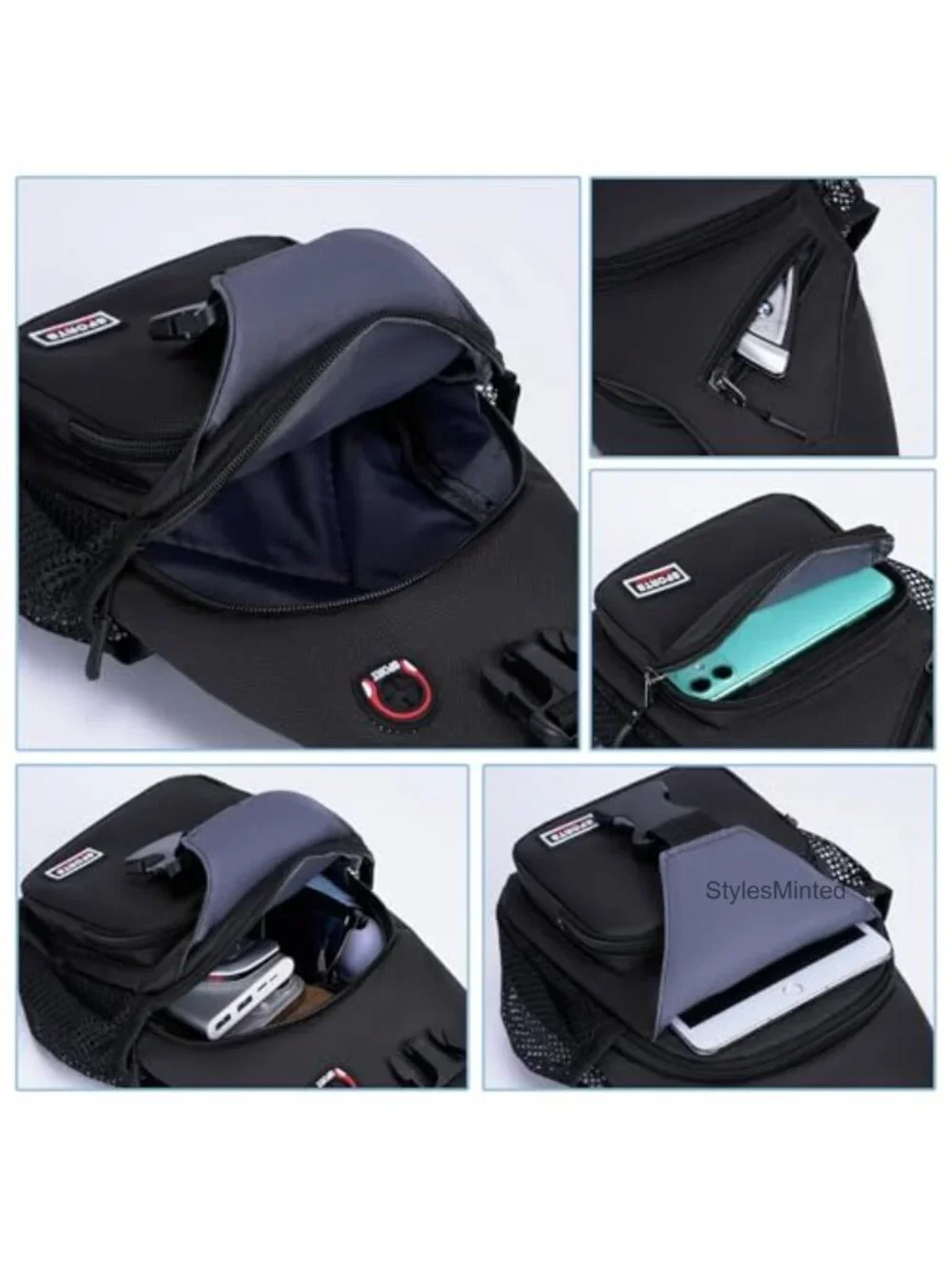Hiking Daypack Crossbody Chest Bag 3-in-1 Adjustable Strap Water Repellent